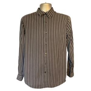 Structure Black Striped Button Down Cotton Classic Casual Career Wear Size M
